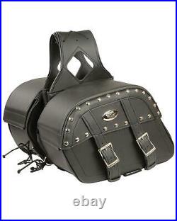 Milwaukee Leather Medium Zip-Off PVC Studded Throw Over Saddle Bag Black