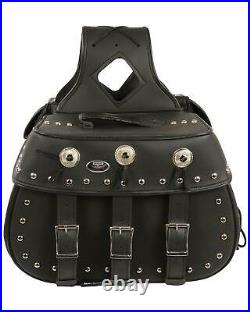 Milwaukee Leather Unisex Zip-Off Triple Buckle Throw Over Saddle Bag With Black