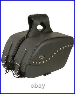 Milwaukee Leather Zip-Off PVC Studded Throw Over Saddle Bag Black