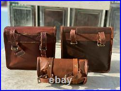 Motorcycle Complete Combo 3 Saddlebag Luggage 3 Bags For Sportster Goat Leather