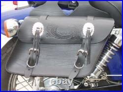 Motorcycle Leather Saddle Bags Classic Throw Over Style Universal fit 42L