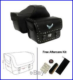 Motorcycle Panniers Real leather Motorbike Saddle Bag Pair Free KIt Throw over