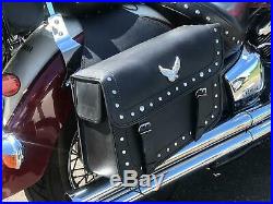 Motorcycle Panniers Real leather Motorbike Saddle Bag Pair Free KIt Throw over