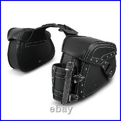 Motorcycle Saddle Bags Leather Throw Over Panniers Travel Study Pair Bags