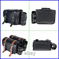 Motorcycle Saddle bagsThrow Over SaddlebagPvc Faux Leather Side Black19