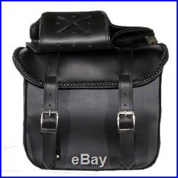 Motorcycle Saddlebags Leather Braided Throw over Hard Harley Bags Universal Fit