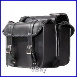 Motorcycle Saddlebags Leather Braided Throw over Hard Harley Bags Universal Fit