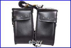 Motorcycle Saddlebags With Studs and Concho-Universal-Throw Over Bags-Tie Downs