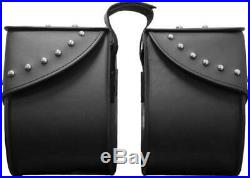 Motorcycle Studded Black Leather Throw Over Saddlebags withReinforced Armor