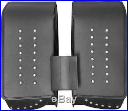 Motorcycle Studded Black Leather Throw Over Saddlebags withReinforced Armor