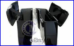 Mutazu Complete Stock Saddlebags with 6x9 Speaker Lids for Harley Touring Models