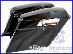 Mutazu Complete assembled Extended stretched Hard Saddle bags Fit Harley Touring