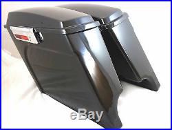 Mutazu Complete assembled Extended stretched Hard Saddle bags Fit Harley Touring