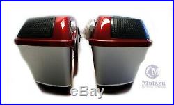 Mutazu Red Complete Saddlebags with 5x7 Speaker lids for 2014-up Harley Touring