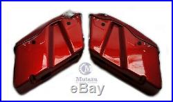 Mutazu Red Complete Saddlebags with 5x7 Speaker lids for 2014-up Harley Touring