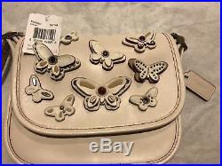 NWT Coach Patricia Saddle Bag 18 All Over Butterfly Applique Chalk White F59360