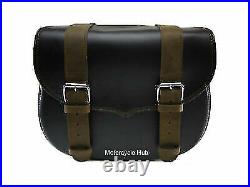 New Leather Black Saddle Bags For Royal Enfield Bullet Classic Standard Electra