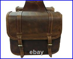 New Pair Rusty Brown Pure Leather Throw Over Saddle Bag For BSA Triumph Norton