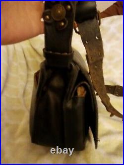 Patricia Nash Black Leather London Saddle Bag or Shoulder Bag w Adjustable Strap