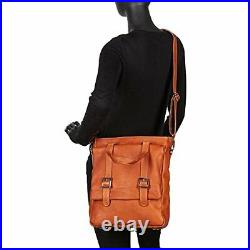 Piel Leather Buckle Flap-Over Shoulder Bag Saddle One Size