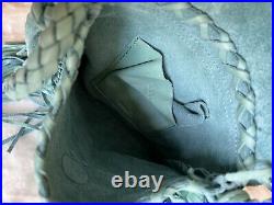 RALPH LAUREN COLLECTION Turquoise Braided Fringe Cross Body Boho Bag $425 EUC