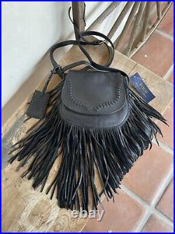 RALPH LAUREN POLO COLLECTION Soft Leather Fringed Western Cross Body Bag NEW