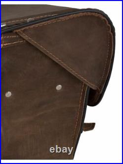REAL LEATHER BROWN Heat Resistant Saddlebags With STUDS For Harley Davidson