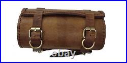 Rusty Brown Leather Saddle Bag And Tool Bag For Harley Davidson Motorcycles