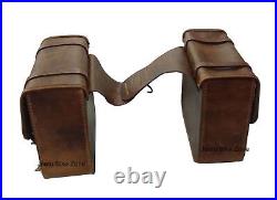 Rusty Brown Leather Saddle Bag And Tool Bag For Royal Enfield Motorcycles