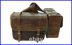 Rusty Brown Leather Saddle Bag For Royal Enfield Bullet Classic Standard Electra