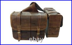 Rusty Brown Pure Leather Throw Over Saddle Bag Tool bag For BSA Triumph Norton