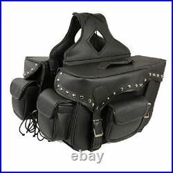 SH66601ZB Studded PVC Throw Over Saddlebags with Zip-Off Double Pocket /One Size