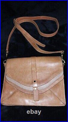 Sseko Designs Saddle Flap Fold Over Leather Purse Crossbody Bag Brown S