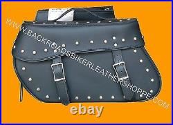 Studded Throw Over Slanted Saddlebag withquick release buckle 17x10.5x6.5 in