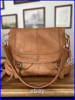 The SAK Leather Saddle bag satchel Hobo boho Slouchy Shoulder Bag Tan purse