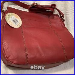 The Sak Deena II Saddlebag Cherry Leather Fold-Over Shoulder Bag 106332 $159