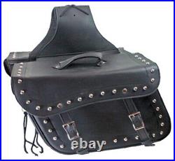 Throw Over Studded Black Leather Saddlebags For Harley 07301