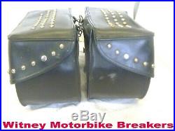 Throw-over Saddle Bags Panniers Leather Pair Harley Custom Luggage Not Holed