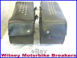 Throw-over Saddle Bags Panniers Leather Pair Harley Custom Luggage Not Holed