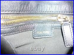Tom Ford Black Leather Fold Over Saddle Bag