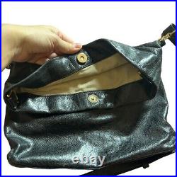 Tory Burch Black Leather Slouching Gold Over Saddle Bag