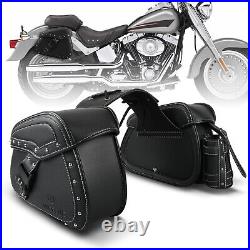 Universal Motorcycle Large Saddlebags PU Leather Throw Over Saddle Tool Bag UK