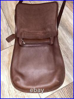 VINTAGE Coach 9134 Brown Chocolate Leather Slim Hippie Flap Crossbody Saddle Bag