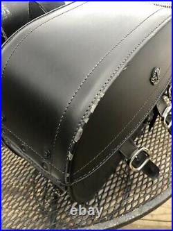 Viking Trianon Hard Leather Throw Over Motorcycle Saddlebags WithLock Used Clean