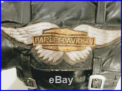 VintageHeavy Duty Leather Harley Davidson throw over SaddlebagsSTITCHED LOGO