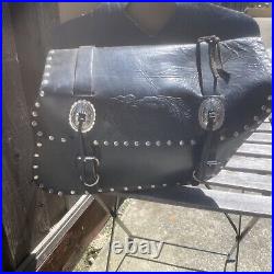 Vintage Harley leather throw over Made In USA saddle bags shovelhead saddlebags