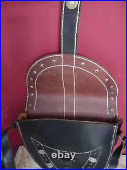 Vintage Leather Over The Shoulder Saddlebag Style Western Shoulder Bag 10 by 12