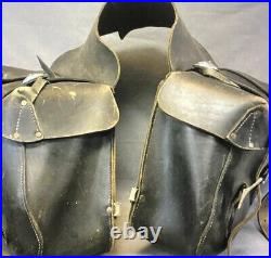 Vintage Leather Throw Over Saddlebags With Conchas