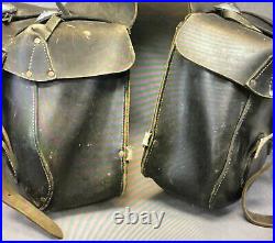 Vintage Leather Throw Over Saddlebags With Conchas