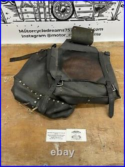 Vintage Leather Throw Over Saddlebags With Eagle Head For Harley Davidson Chopper